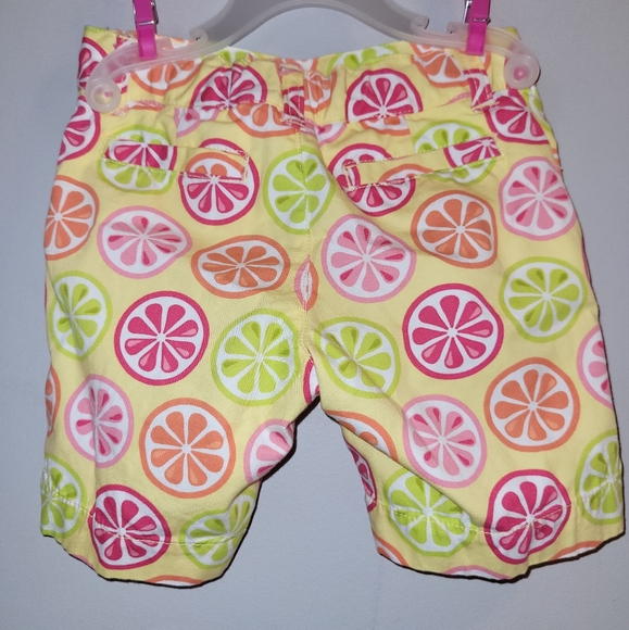 🍋 Vintage Gymboree Citrus Cooler Yellow Pink Green Print Cotton Shorts Girls 3 - Picture 2 of 5